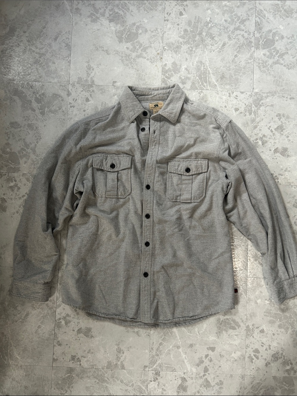 Grizzly Men's Grey Long-Sleeve Casual Button-Down Shirt Jacket